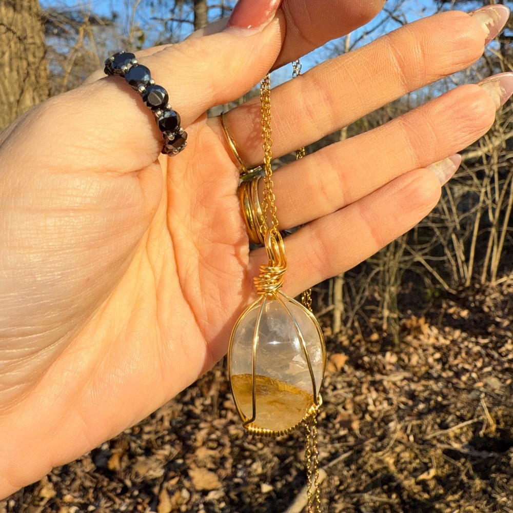 Golden Healer Quartz Crystal Necklace View 2